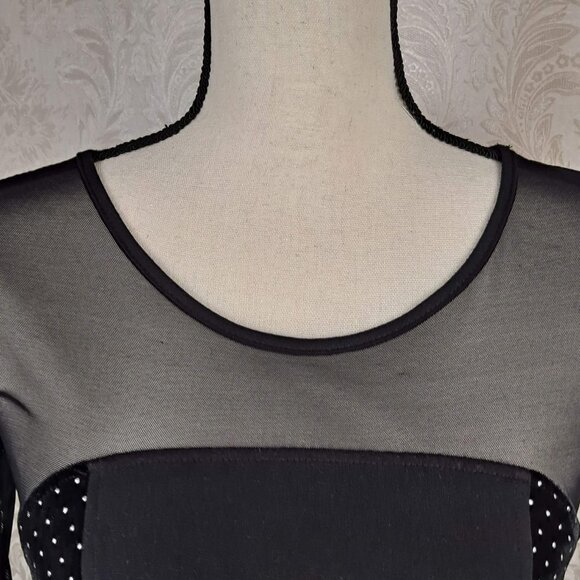 MinkPink Size Small Black BodyCon Dress Mixed Materials Sheer/Velvet/Studded - Picture 2 of 15